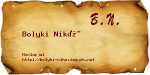 Bolyki Niké névjegykártya